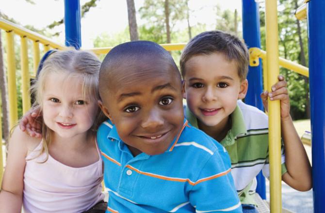 children standing in playground