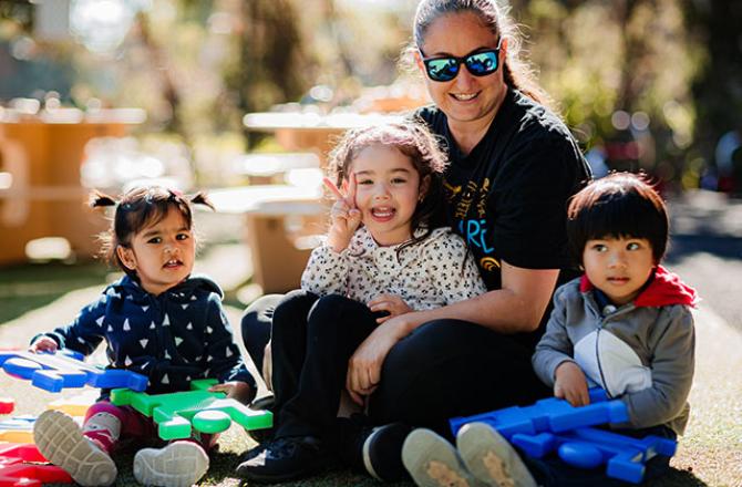 early childhood educator with three children