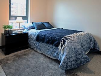 Lots of natural light in bedroom.