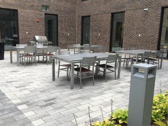 Outdoor courtyard with barbeque area.