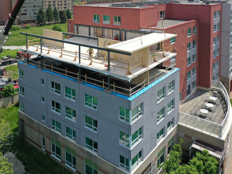 May 2024 mass timber construction at Pathway Arbour Mill.