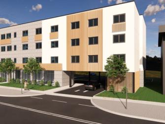 Creekside exterior rendering front angle right side