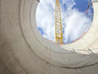 View from the bottom of the pipe installation launch shaft.