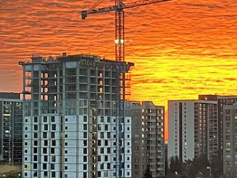 March 2026 construction update with sunset