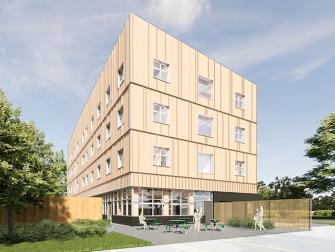 Exterior render from corner