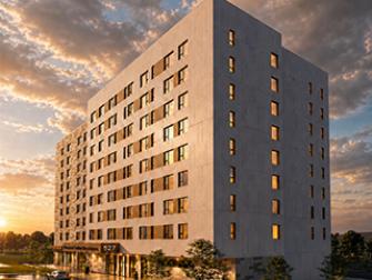 Rendering of Basswood southeast corner, designed by Kasian Architecture.