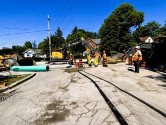 Storm structure and pipe installation at Larry Street and Airport Road.