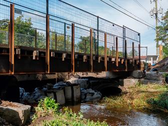 construction work and temporary bridge