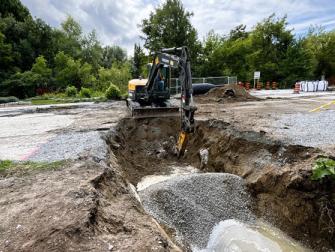 Continued installation of storm sewer infrastructure on Airport Road.