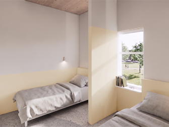 Interior rendering of bedroom.