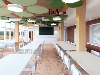 Interior rendering of dining room.