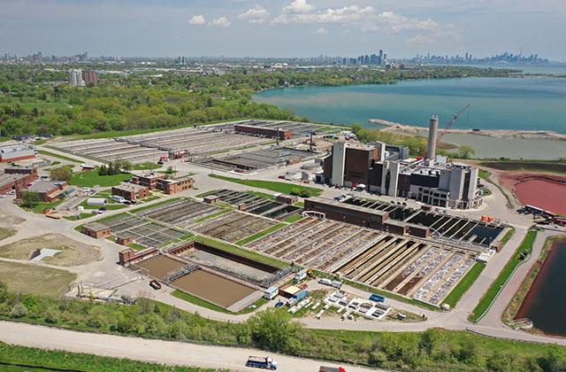 G.E. BoothProcesses the wastewater from homes and businesses in Bolton, Caledon East, the east sides of Brampton and Mississauga, as well as some areas of York Region and the City of Toronto.Designed to treat an average flow of 518,000 m3 per day (518 ML per day).G.E. Booth treatment process