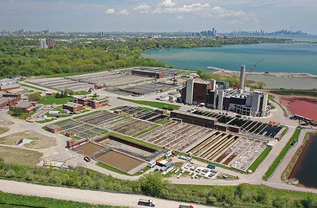 G.E. BoothProcesses the wastewater from homes and businesses in Bolton, Caledon East, Brampton and parts of Mississauga, as well as some areas of York Region and the City of Toronto.Designed to treat an average flow of 518,000 m3 per day (518 ML per day).G.E. Booth treatment process