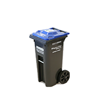 Small Recycling Bin120 L, 32 gal. Holds approximately 2 blue boxes.Height: 97 cm (3 ft 2 in)Depth: 56 cm (1 ft 10 in)Width: 51 cm (1 ft 8 in)