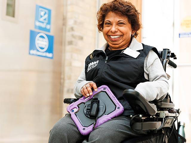 Chamila&nbsp;Chamila is proud to be part of an accessible workplace where she is valued for her skills. Friendly visitors make her work days at PAMA even better.Watch Chamila’s story