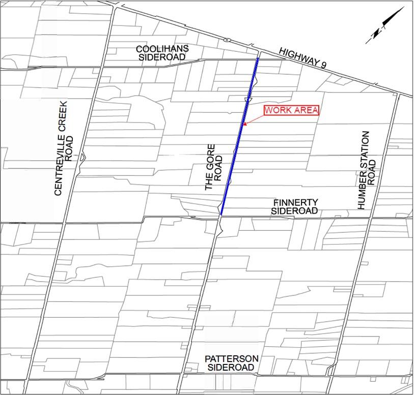 The Gore reconstruction map from Finnerty Side Road to Coolihans Side Road